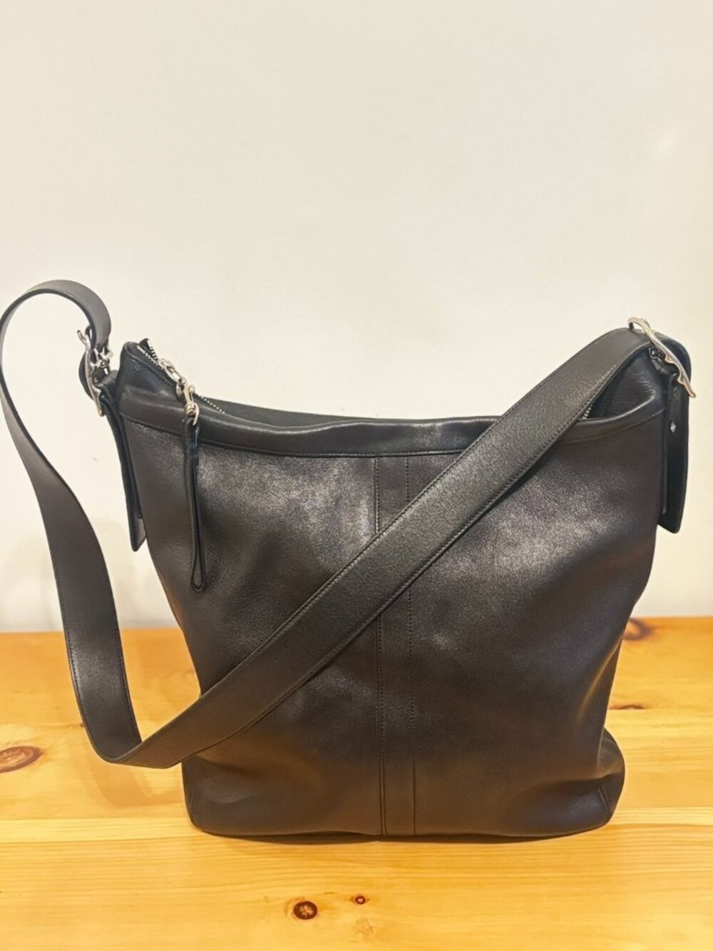 Vintage Coach Black Leather Legacy Slim Hobo Shoulder Bag #9177